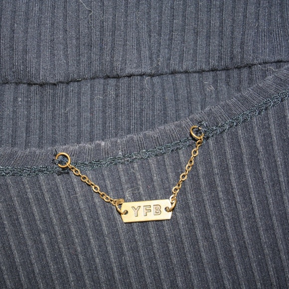 Navy Rib Bodysuit with Laced Front Bodice - Picture 8 of 8